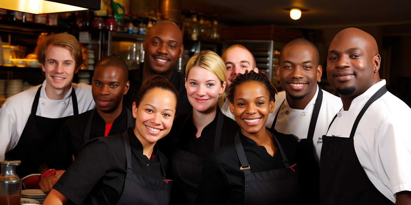 a group of restaurant workers